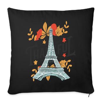 Autumn leaves in Paris Eiffel Tower Autumn moods - Sofa pillow with filling 45cm x 45cm - black - Front