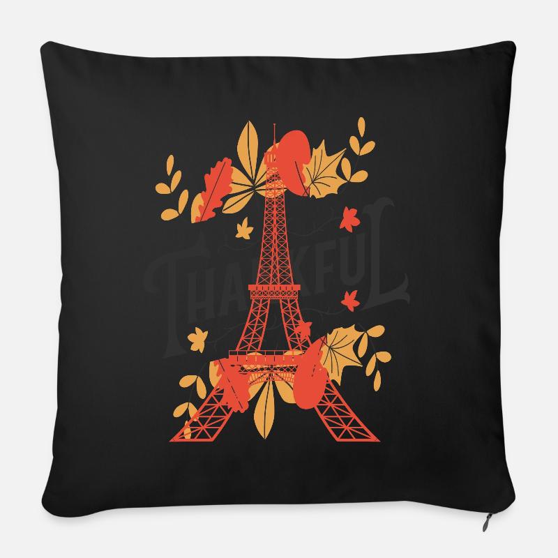 Tour Eiffel L’automne quitte Paris Souvenir Automne le - Coussin et housse de 45 x 45 cm - noir
