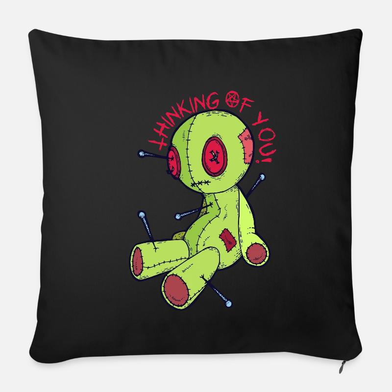 Voodoo Puppe Hexerei Ich denke an dich! Gruseliges - Sofakissen mit Füllung 45 x 45 cm - Schwarz