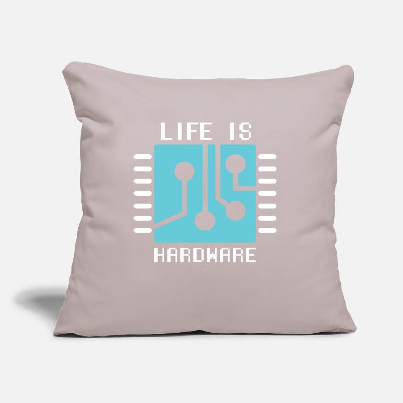 Life Is Hardware Computer Scientist Hack Coder Sofa pillow with filling 45cm x 45cm