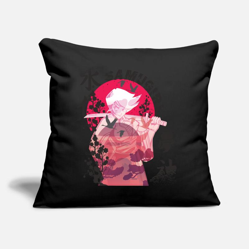 Samurai Mädchen Samugirl Japanische Blumen Krieger Sofakissen mit Füllung 45 x 45 cm