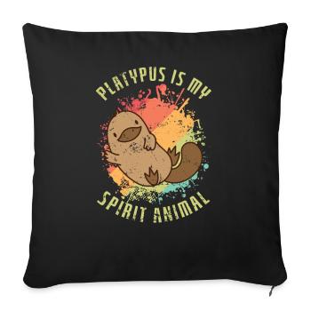 Ornithorynque est mon animal spirituel Schnabeltier - Coussin et housse de 45 x 45 cm - noir - Devant