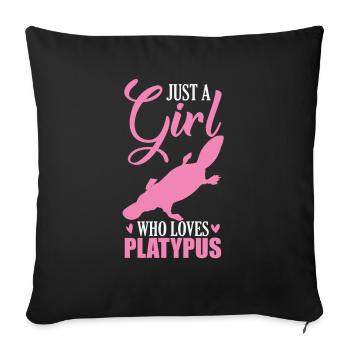 Juste une fille qui aime l’ornithorynque Schnabeltier - Coussin et housse de 45 x 45 cm - noir - Devant