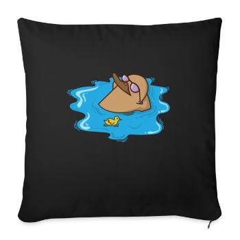 Ornithorynque s’allonge dans l’eau et se détend - Coussin et housse de 45 x 45 cm - noir - Devant