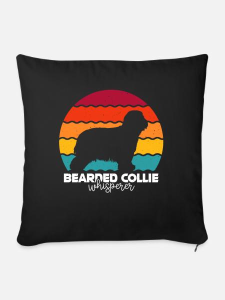 Bearded Collie - Sofakissen mit Füllung 45 x 45 cm - Schwarz