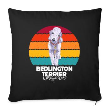 Bedlington Terrier - Sofakissen mit Füllung 45 x 45 cm - Schwarz - Vorne