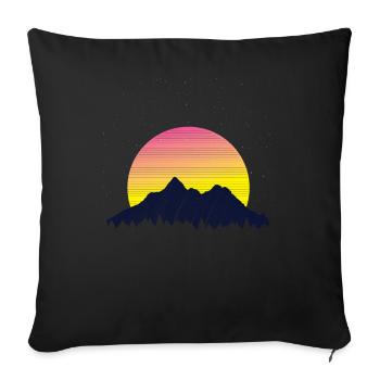 MOUNTAIN RETROWAVE SUNSET - Sofakissen mit Füllung 45 x 45 cm - Schwarz - Vorne
