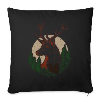 FOREST WITH HISCH AND MOON - Sofa pillow with filling 45cm x 45cm - black - Front