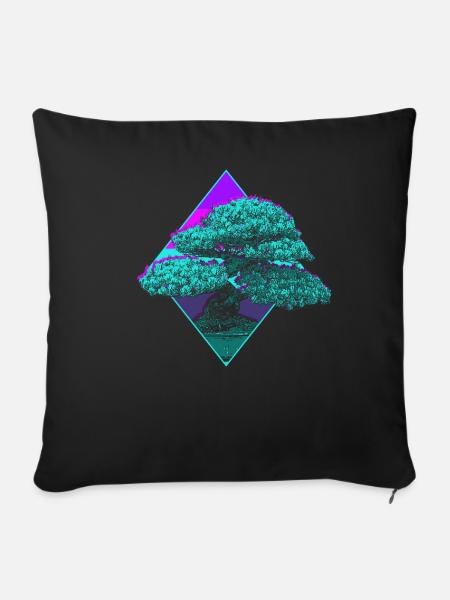 Bonsai Baum - Sofakissen mit Füllung 45 x 45 cm - Schwarz