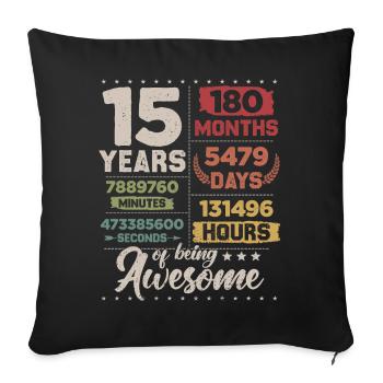 15 Years Awesome Retro 15th Birthday Countdown - Sofa pillow with filling 45cm x 45cm - black - Front