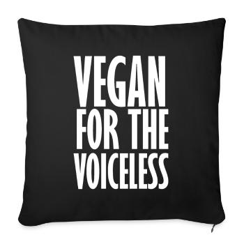 Vegan For The Voiceless - Vegan Dicton - Coussin et housse de 45 x 45 cm - noir - Devant
