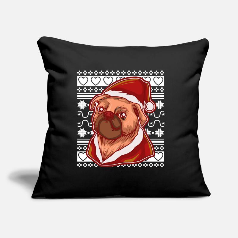 Pull de Noël moche Tshirt Carlin de Noël Coussin et housse de 45 x 45 cm