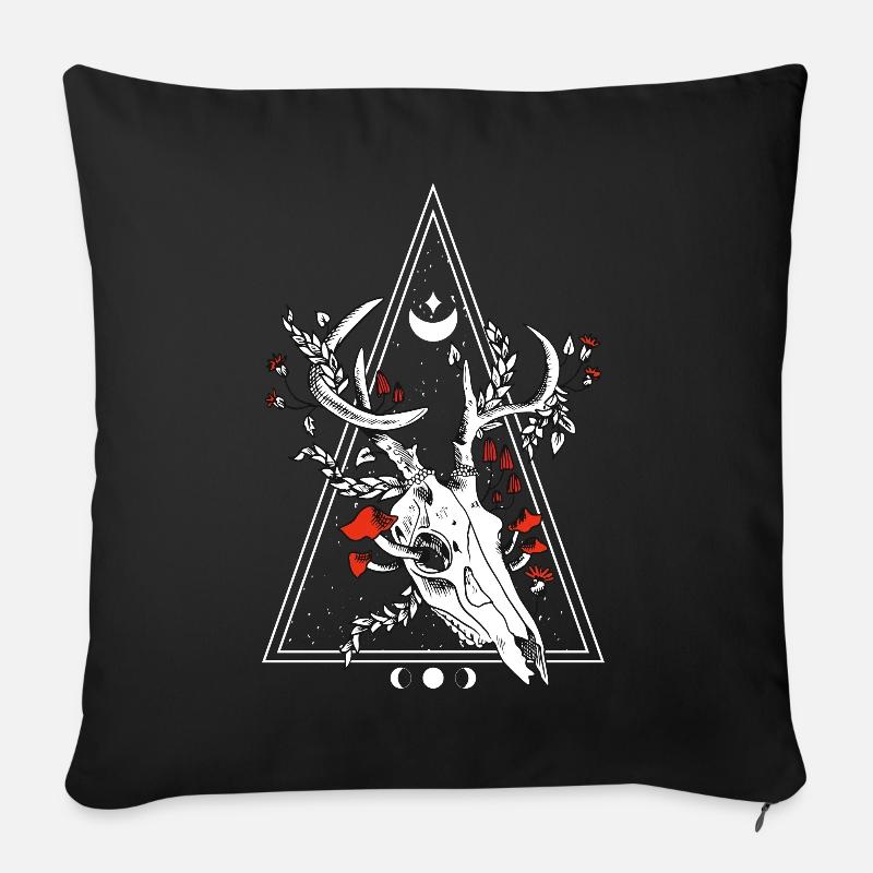 Gothic Deer Skull Moon Phase Witch Occult - Sofakissen mit Füllung 45 x 45 cm - Schwarz