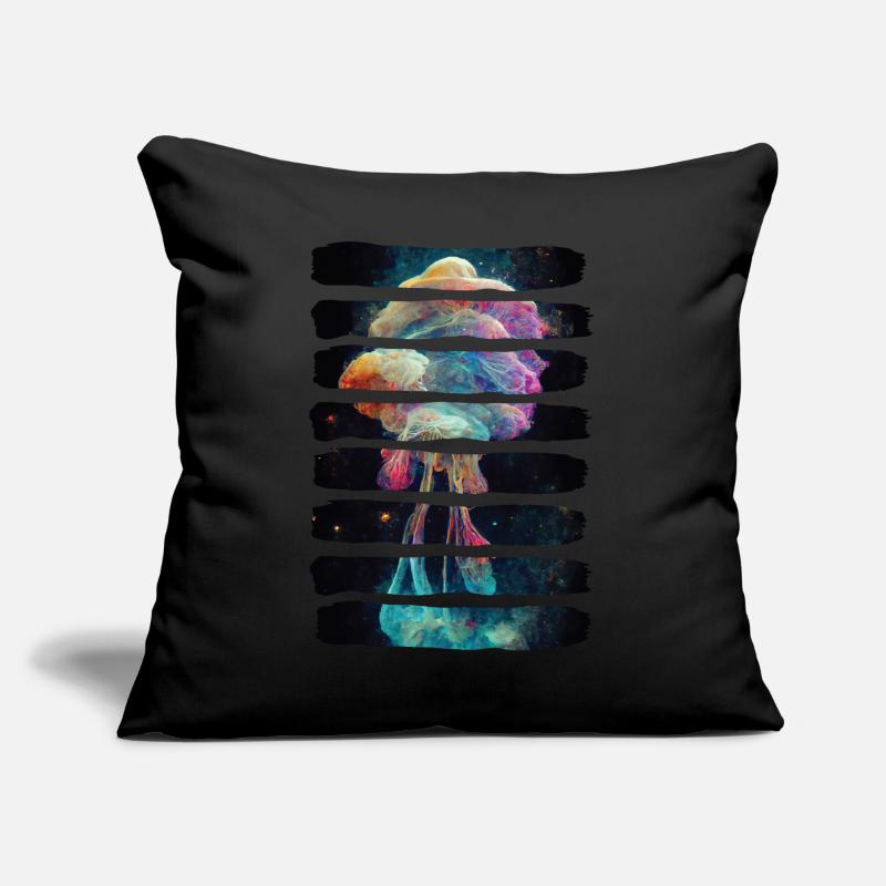 Méduse psychédélique dans l’espace nébuleuse colorée Coussin et housse de 45 x 45 cm