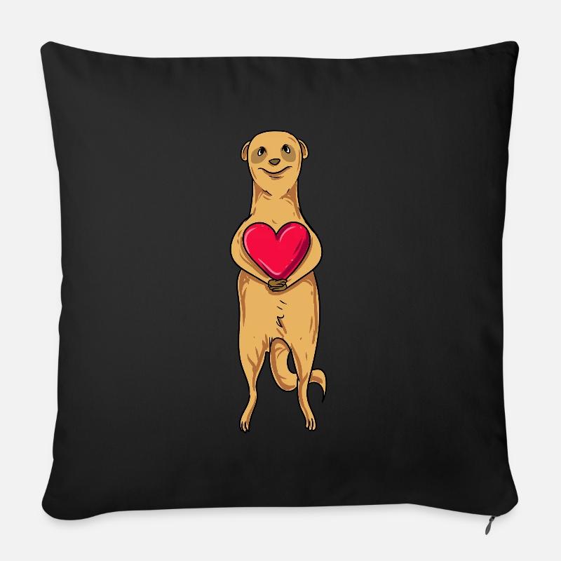 Suricate de la Saint-Valentin - Coussin et housse de 45 x 45 cm - noir