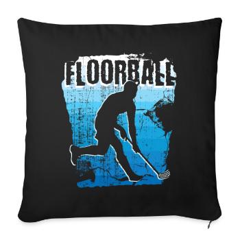 Floorball Player Floorballer Retro Floorball - Sofa pillow with filling 45cm x 45cm - black - Front