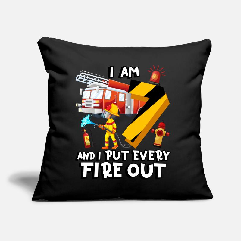 Fire engine Firefighting I am 7 years old Sofa pillow with filling 45cm x 45cm