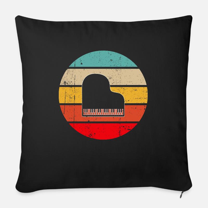 Klavier Retro - Sofakissen mit Füllung 45 x 45 cm - Schwarz
