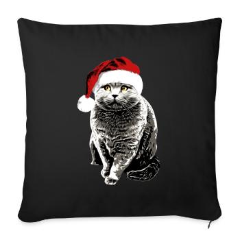 Chat britannique à poil court avec chapeau de Noël Noël - Coussin et housse de 45 x 45 cm - noir - Devant