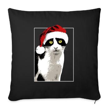 Christmas Cat Christmas Xma's Christmas Hat - Sofa pillow with filling 45cm x 45cm - black - Front