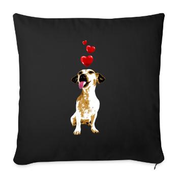 Chihuahua Dog with Hearts Dog Motif Vintage - Sofa pillow with filling 45cm x 45cm - black - Front