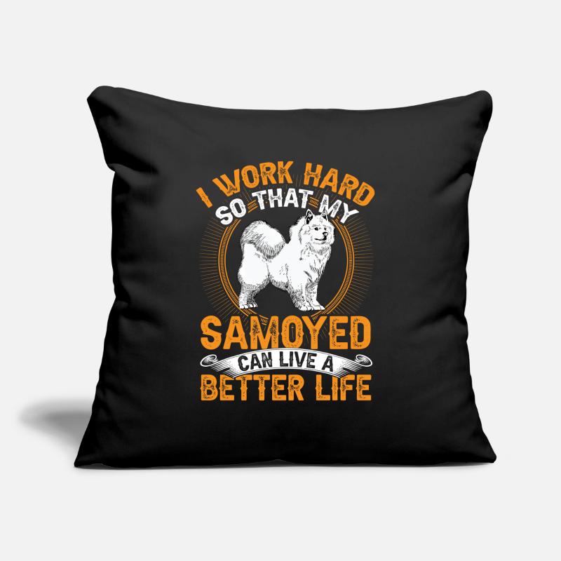 Samoyed work hard Samoyedenspitz Sofa pillow with filling 45cm x 45cm