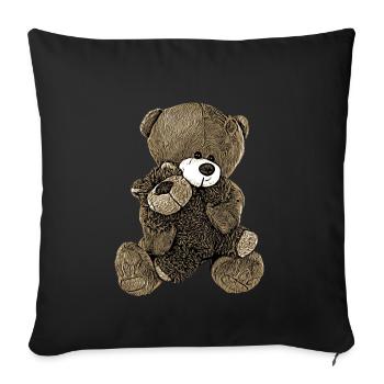 Ours en peluche Ours en peluche Dessin animé Ours en peluche Motif - Coussin et housse de 45 x 45 cm - noir - Devant