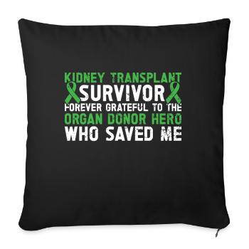 Kidney donor - Sofa pillow with filling 45cm x 45cm - black - Front