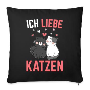 Ich liebe Katzen - Sofakissen mit Füllung 45 x 45 cm - Schwarz - Vorne
