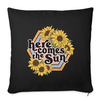 Here Comes The Sun - Sonnenblumen - Sofakissen mit Füllung 45 x 45 cm - Schwarz - Vorne