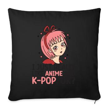 Anime K-Drama - Coussin et housse de 45 x 45 cm - noir - Devant