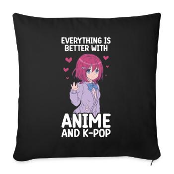 Anime K-Drama - Sofa pillow with filling 45cm x 45cm - black - Front