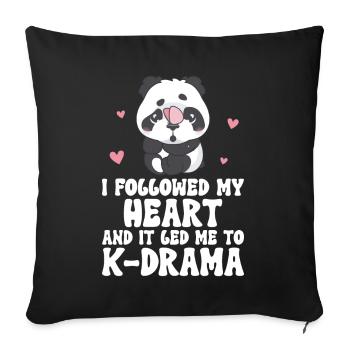 Panda K-Drama - Coussin et housse de 45 x 45 cm - noir - Devant