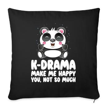 Panda K-Drama - Coussin et housse de 45 x 45 cm - noir - Devant