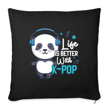 K-Pop Panda - Coussin et housse de 45 x 45 cm - noir - Devant