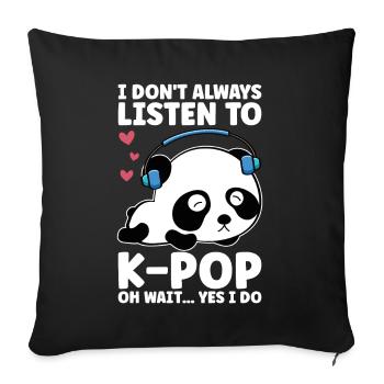 K-Pop Panda - Coussin et housse de 45 x 45 cm - noir - Devant
