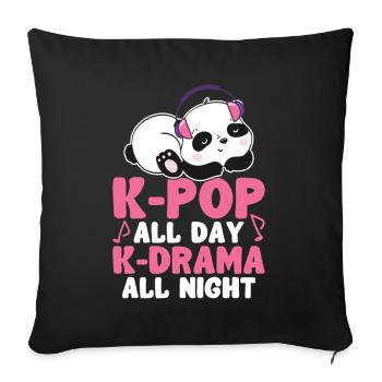 K-Pop Panda - Coussin et housse de 45 x 45 cm - noir - Devant