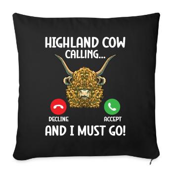Vache des Highlands - Coussin et housse de 45 x 45 cm - noir - Devant