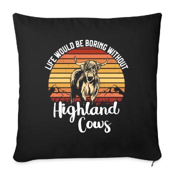 Highland cow - Sofa pillow with filling 45cm x 45cm - black - Front