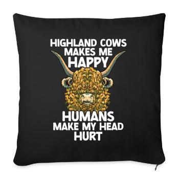 Vache des Highlands - Coussin et housse de 45 x 45 cm - noir - Devant