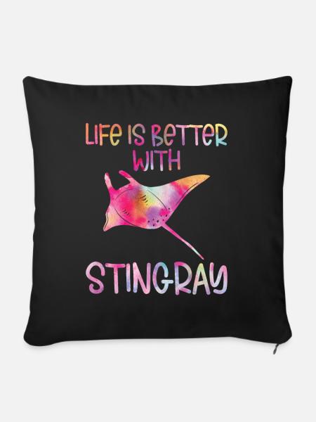 Stachelrochen - Sofakissen mit Füllung 45 x 45 cm - Schwarz