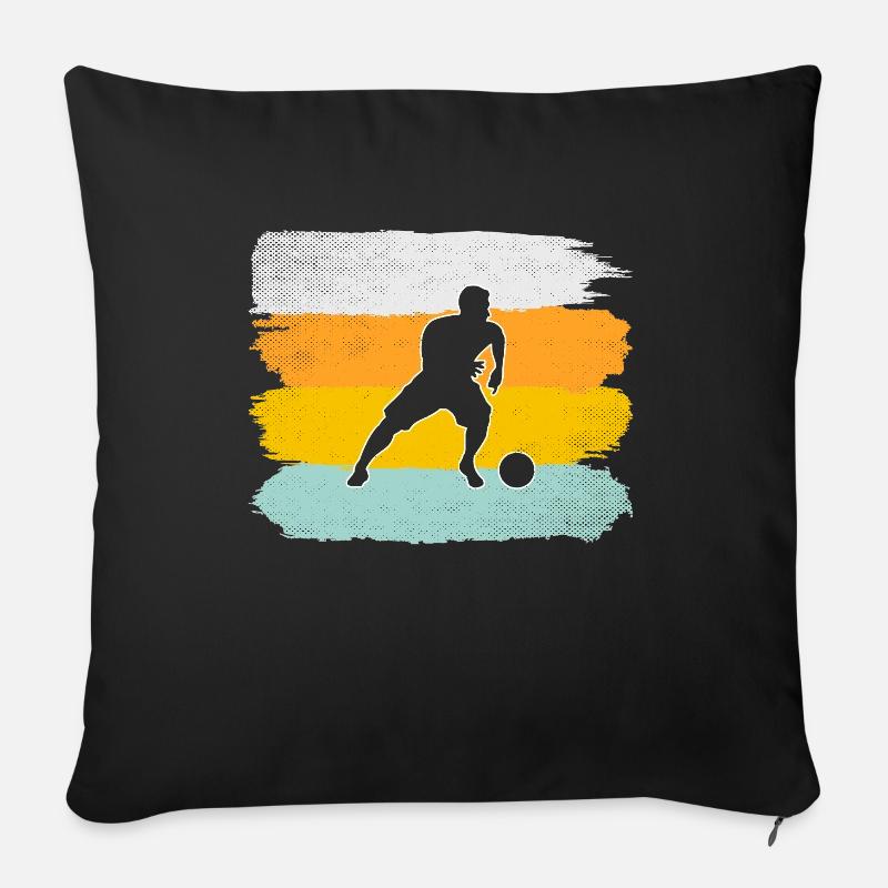 Fußball Retro - Sofakissen mit Füllung 45 x 45 cm - Schwarz