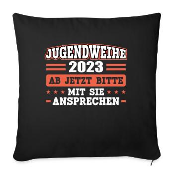 Jugendweihe 2023 Mädchen Junge - Sofakissen mit Füllung 45 x 45 cm - Schwarz - Vorne