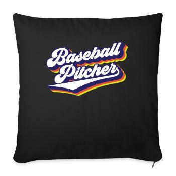 Lanceur de baseball Joueur de lanceur amateur - Coussin et housse de 45 x 45 cm - noir - Devant