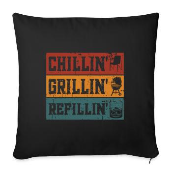 Bourbon smoker grilled whisky - Sofa pillow with filling 45cm x 45cm - black - Front