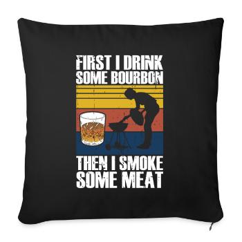 Bourbon smoker grilled whisky - Sofa pillow with filling 45cm x 45cm - black - Front