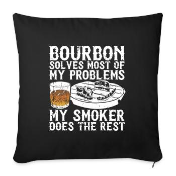 Bourbon smoker grilled whisky - Sofa pillow with filling 45cm x 45cm - black - Front