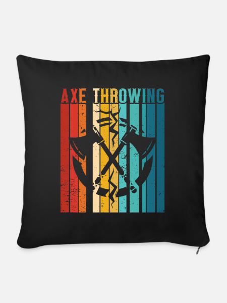 Axtwurf Axe Wurfspiel - Sofakissen mit Füllung 45 x 45 cm - Schwarz