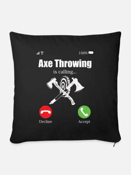 Axtwurf Axe Wurfspiel - Sofakissen mit Füllung 45 x 45 cm - Schwarz