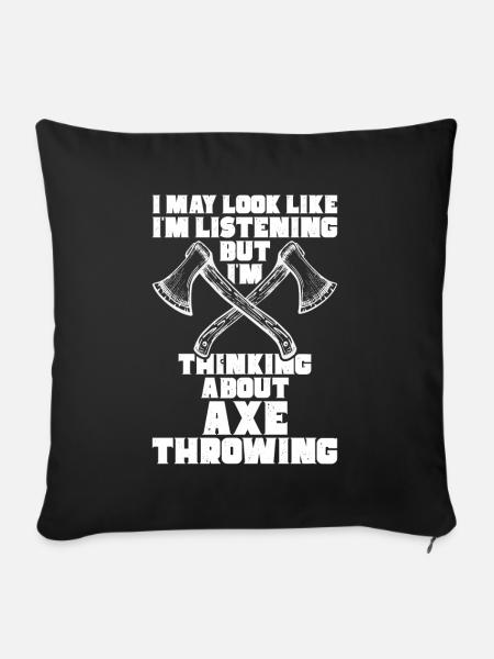 Axtwurf Axe Wurfspiel - Sofakissen mit Füllung 45 x 45 cm - Schwarz